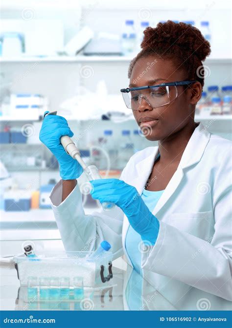 African-american Scientist Working in Laboratory Stock Photo - Image of ...