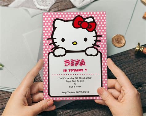 Hello Kitty Theme Customized Invite | Birthday Party Decoration Online ...