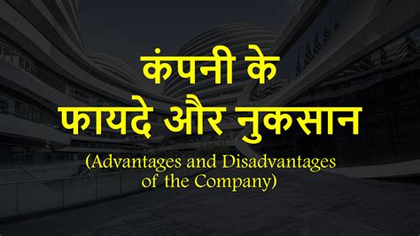कंपनी के फायदे और नुकसान (Advantages and Disadvantages of the Company)