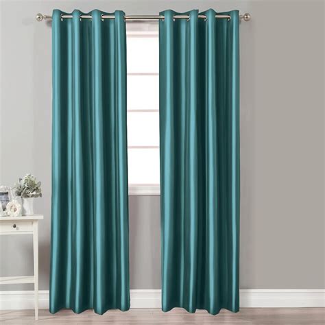 Buy Corsica Teal Solid Micro Satin Curtain - Set of 2 from Corsica by ...