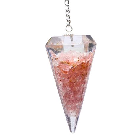Strawberry Quartz Orgone Pendulum - Premium Crystal Dowsing Pendulums