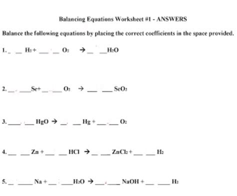 Image result for Balancing Equations Practice Problems