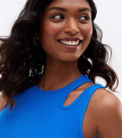 Bright Blue Jersey Cut Out Vest | New Look