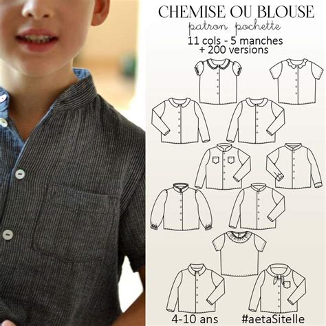 Patron couture | chemise blouse | enfant 4-10 ans - A&A Patrons