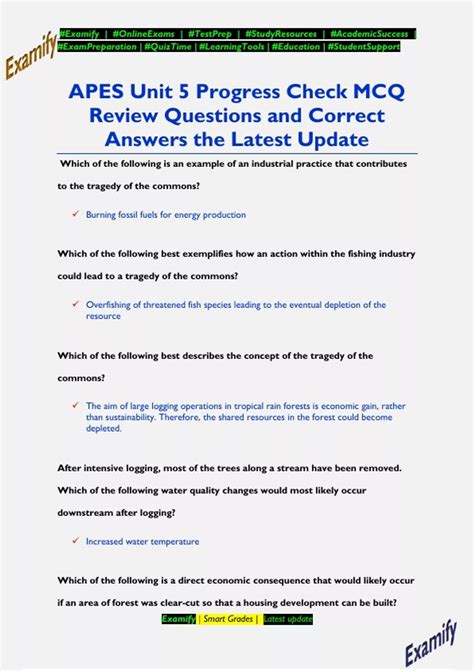 APES Unit 5 Progress Check MCQ Review Questions and Correct Answers the ...