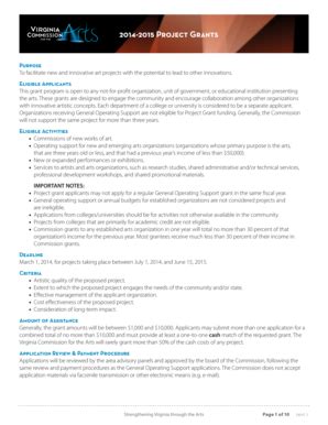 Fillable Online arts virginia 2014-2015 Project Grants - The Virginia ...