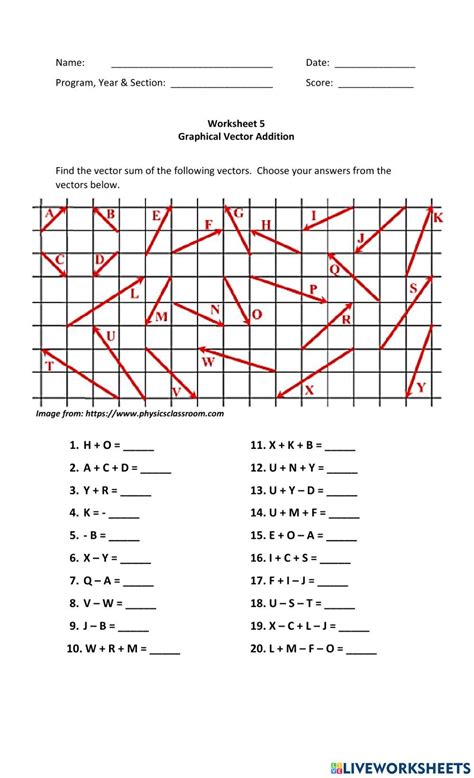 Image result for Addition of Vectors Worksheet