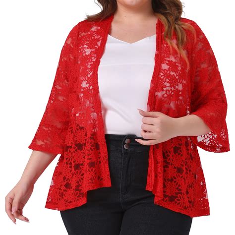 Agnes Orinda Women's Plus Size Cardigans Open Front 3/4 Bell Sleeve ...