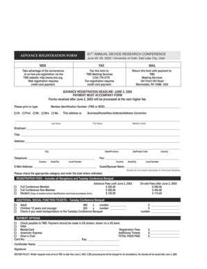 Fillable Online tms Advance Registration Form - TMS - tms Fax Email ...