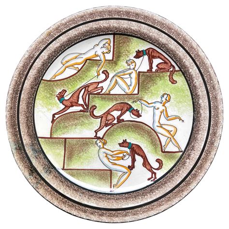 "Nudes and Hounds", Unique and Striking Art Deco Low Bowl, 1920s, Italy ...