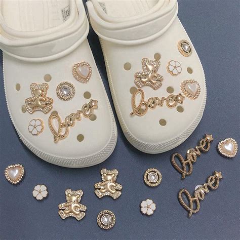 Bling Gold Charms for Girls Glitter Croc Pin Shoe Charm for Women ...