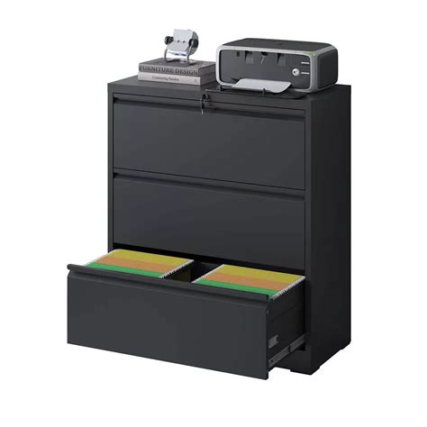 GOODSILO Three-Drawer Lateral Filing Cabinet with Locking Mechanism for ...