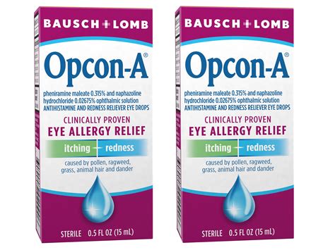 2 Pack - Opcon-A Allergy Eye Drops by Bausch + Lomb, for Itch and Redness Relief, Red and Itchy ...
