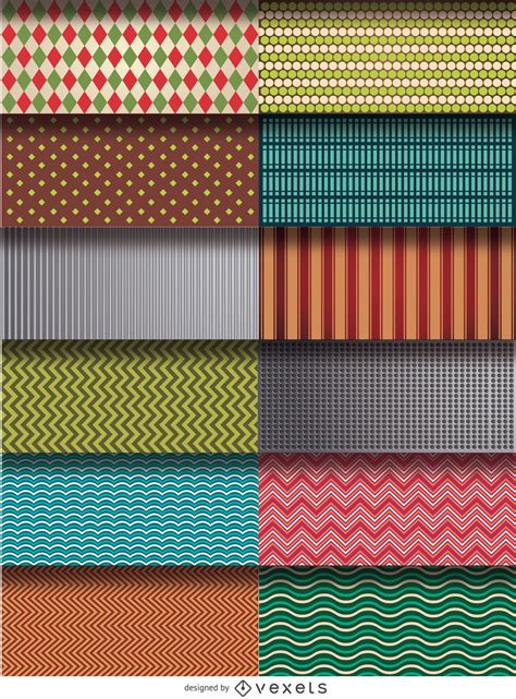 12 Patterns And Textures Set Vector Download