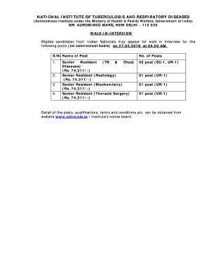 Fillable Online NATIONAL INSTITUTE OF TUBERCULOSIS AND RESPIRATORY ...