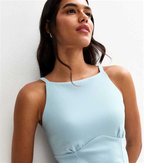 Blue Straight Neck Slim Jersey Cami Top | New Look