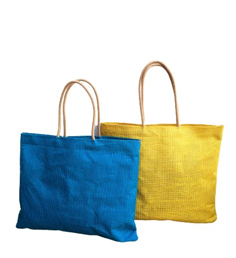 DESHKARI Handmakers Natural Jute Women's Fashion Gift Bag Blue Yellow