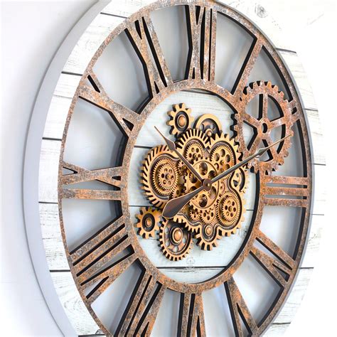 AMERICA LINE WALL CLOCK ROUND 36 INCH WHITE FARMHOUSE – The Gears Clock