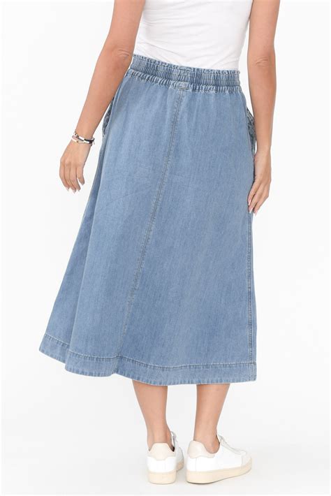 Greta Light Denim Skirt - Blue Bungalow NZ