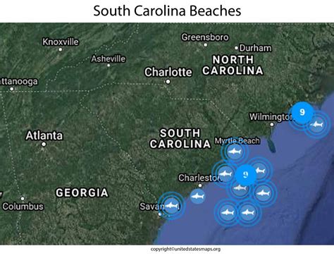 South Carolina Beaches Map | Map of South Carolina Beaches