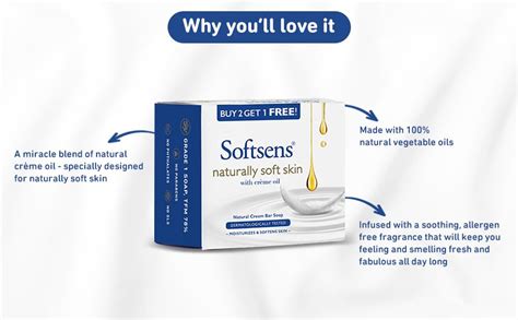 Softsens Naturally Soft Skin Cream Bar Soap I Enriched with Natural ...