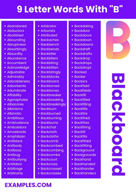 450+ 9 Letter Words With "B" List, Meaning, PDF