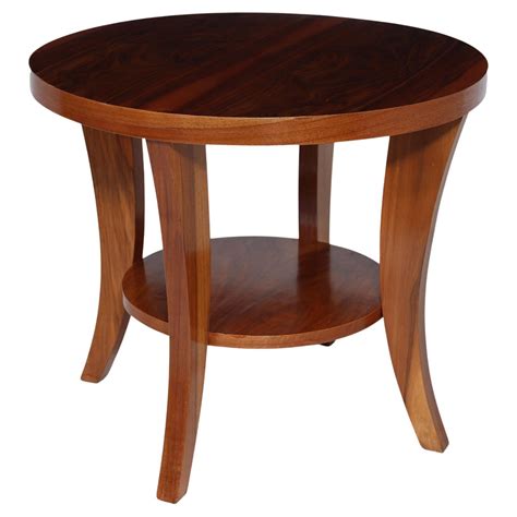 Round Art Deco French Glass Top Coffee Table with Burled Finish at ...