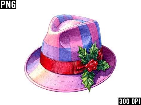 Holiday Fedora with Holly Berries Graphic by Art King @ · Creative Fabrica