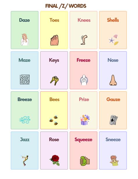 Free Z Sound Articulation Words Flashcards for Speech Therapy | AutisticHub