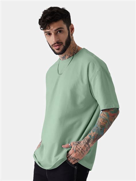 Buy The Souled Store Solids Jade Green Oversized T-shirts For Men Online