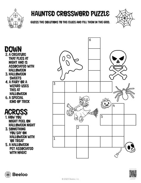 Haunted Crossword Puzzle • Beeloo Printable Crafts and Activities for Kids