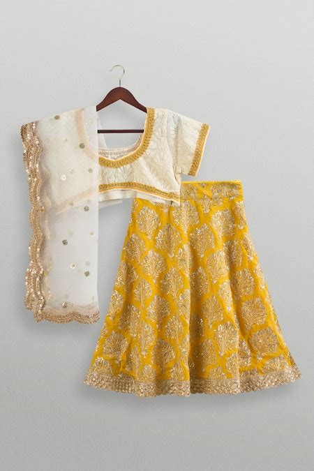 Buy TINY PANTS Mustard Zari Embroidery Lehenga Set For Girls Online ...
