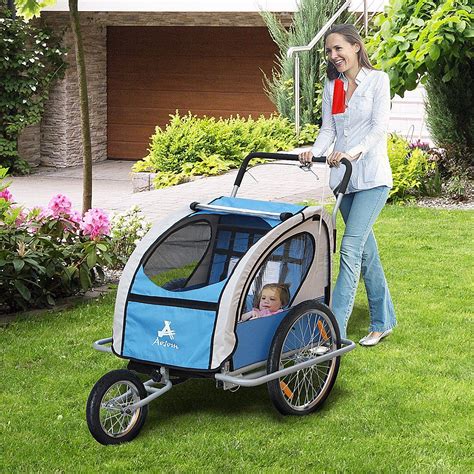 Aosom Elite 2-in-1 Three-Wheel Bicycle Cargo Trailer & Jogger for Two ...