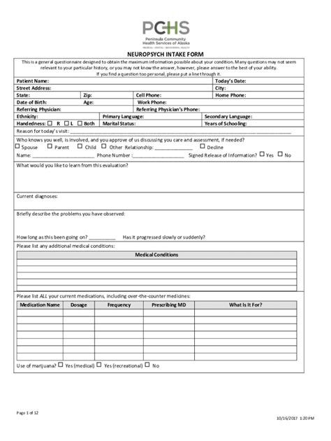 Fillable Online NEUROPSYCH INTAKE FORM Fax Email Print - pdfFiller