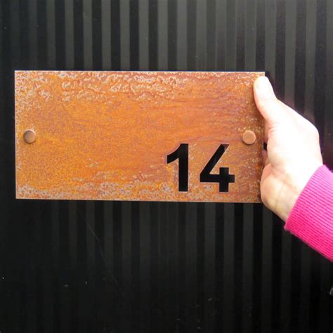 Rustic Corten Steel House Number Sign | Rees Metal Designs