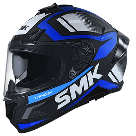 SMK Typhoon Helmet Thorn Gloss Black Blue White GL251 – Destination Moto