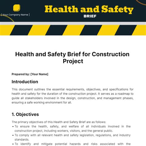 Free Health And Safety Brief Template to Edit Online