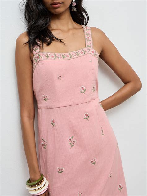 Buy Utsa Pink Floral Embroidered A-Line Kurta from Westside – Westside ...