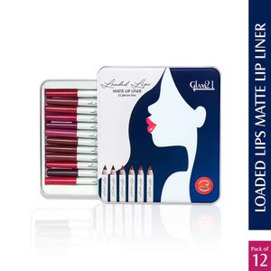 Glam21 Loaded Lips Matte Lip Liner Set of 12 | Transfer-Proof Long ...