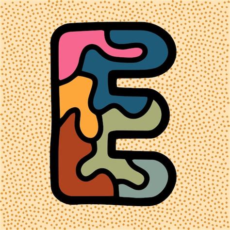 Letter E vintage retro lettertype met gebrandschilderd glas patroon ...