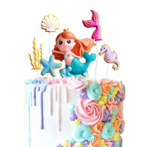 Ercadio 6 Pack Resin 3d Mermaid Inspired Cake Topper Figurine ...
