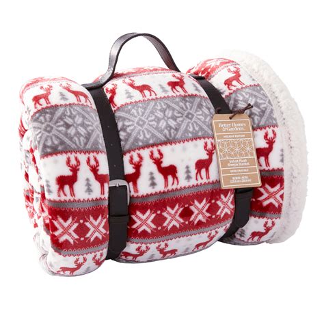 Better Homes & Gardens Full/Queen Sherpa Blanket, Grey Fair Isle ...