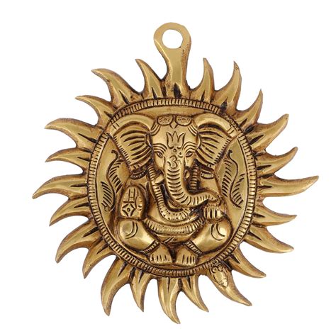 Buy Mla's Decor Brass God Ganesha with Surya Chakra Ganesh Murti Idol ...