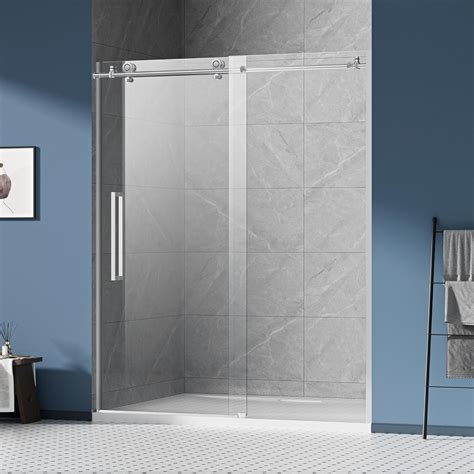 Botwinkle Frameless Sliding Shower Door, 55" W x 75" H, Frameless Glass ...