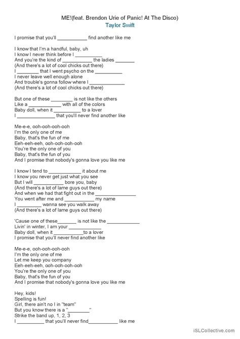 Taylor Swift - ME ! warmer, filler,…: English ESL worksheets pdf & doc