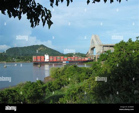 Container Ship passing under Puente de las Americas, Bridge of the ...