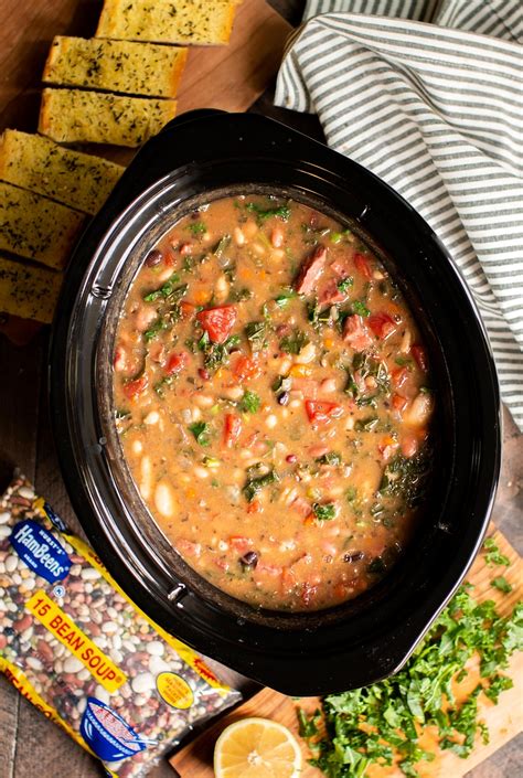 Slow Cooker 15 Bean & Ham Soup Recipe | 15 bean soup crock pot, 15 bean ...