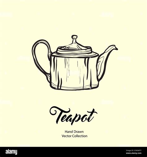 Teapot hand drawn ink vector illustration in old style. Isolated line ...