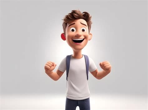 Premium AI Image | 3D cartoon Male character white background