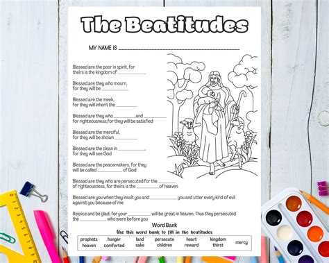 The Beatitudes Coloring Page for Kids, Catholic Activities for Children ...